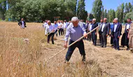 Bayburt’ta tırpanlı hasat mesaisi