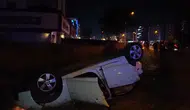 Gece yarısı kontrolden çıkan otomobil takla attı 5 yaralı