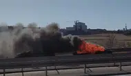 Çorlu yolunda feci kaza Otomobil alev aldı