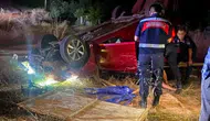 İnegöl'de gece vakti kaza Otomobil şarampole uçtu