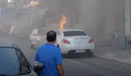 Çorlu'da park halindeki otomobil küle döndü