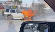 Kastamonu trafiğinde korkutan araç yangını