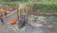 Karadeniz Ereğli’de park yangını Kaydıraktaki alevler kamerada