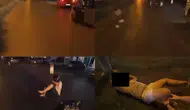 Yaya geçidinde motosiklet çarptı, kaza anı kask kamerasında