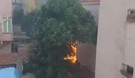 Küçükçekmece'de bir apartmanın balkonunda korkutan yangın