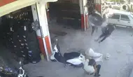 Gaziantep'te lastik tamircisinde korku dolu anlar Patlama anı kamerada