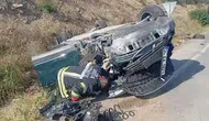 Amasya'da direksiyon hakimiyetini kaybeden sürücü kaza yaptı