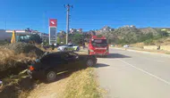 İskilip yolunda dehşet anları: Kontrolden çıkan otomobil kanala uçtu