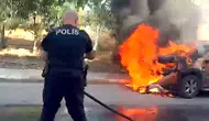 Avcılar'da alevlerin ortasında kalan sürücüye polis ve tankerden hayat kurtaran müdahale