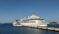 Bodrum'un mavi sularında kruvaziyer bereketi: 836 turist ilçeye ayak bastı