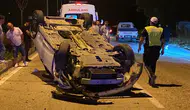 İnegöl'de gece yarısı dehşeti: Takla atan otomobilden sağ çıktılar