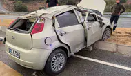 Çine'de korkutan kaza: Refüje çarpan otomobil takla attı