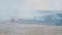 Traktörden çıkan kıvılcım tarlayı kül etti
