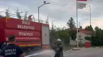Bolu itfaiyesinde stajyer öğrenciye geleneksel sulu veda