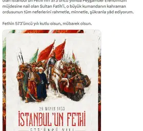 İstanbul’un fethinin 573’üncü yıl dönümü kutlanıyor