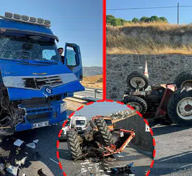 Yol ortasında can pazarı: Çekici traktöre çarptı, 1 ölü 2 yaralı