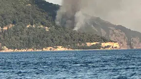 Büyükada plajında akşam saatlerinde korkutan yangın