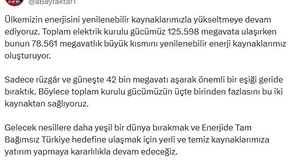 Türkiye elektriğinin üçte birini güneş ve rüzgardan üretiyor
