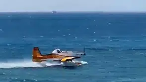 Çanakkale’de yangın söndürme uçağı denizden kalkış yapamadı