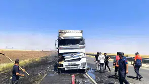 Nusaybin yolunda tır yangını paniği