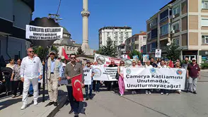 Edirne’de Çamerya katliamı için siyah çelenkli protesto