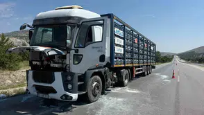 Afyonkarahisar yolunda tüp yüklü tır alevlere teslim oldu