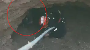 Siirt'te obrukta mahsur kalan keçi AFAD'ın çalışmasıyla kurtarıldı