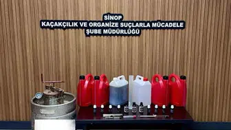 Gerze'de kaçak içki tezgahı polis baskınıyla deşifre oldu