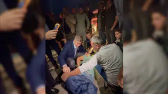 Protokol üyeleri kaza yerinde: Yaralı vatandaşa ilk müdahale vali ve vekilden geldi