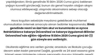 Sakarya'da eğitimde ikinci gün molası: Valilikten turuncu kodlu önlem kararı