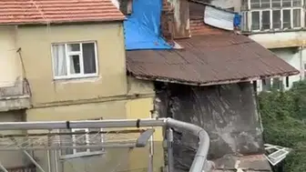 Zonguldak'ta korkutan çöküş: Riskli yapı yerle bir oldu