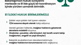 Şiddet mağdurlarının hukuk mücadelesinde Bakanlık kalkanı: 81 ilde kesintisiz takip