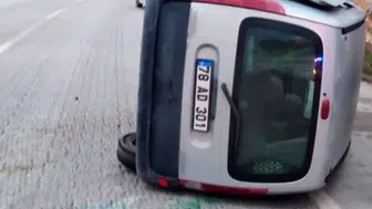 Karabük yolunda dehşet anları: Kontrolden çıkan araç takla attı