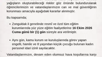 Zonguldak'ta meteorolojik alarm: Eğitime ve kamu personeline zorunlu ara
