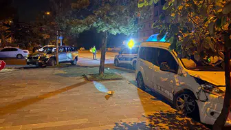 Kayseri'de trafik dehşeti: Çarpışmanın şiddetiyle savrulan araç ağaca çarparak durabildi