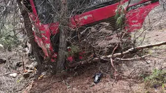 Burdur yolunda vinç takla atarak ormana girdi