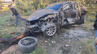 Mersin'de zeytin bahçesine uçan otomobilden sağ çıktı