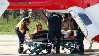 Samsun'da yaralanan genç için ambulans helikopter havalandı