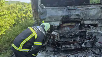 Zonguldak yolunda seyir halindeki kamyon aniden alevlere teslim oldu