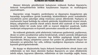 Ankara Valisi Yakup Canbolat’tan bayram mesajı