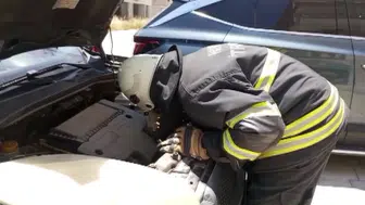 Arsuz’da araç motoruna sıkışan yavru kedi kurtarıldı