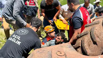 Tillo'da korkunç kaza Traktörün altında kalan genç sürücü ağır yaralandı