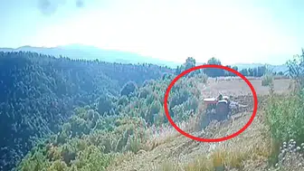 Manisa’da traktör kazası kamerada