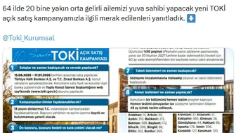 TOKİ 64 şehirde 20 bin konutu kurasız satışa çıkarıyor
