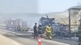 Gaziantep yolunda tır yangını paniği