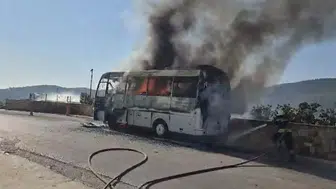 Bodrum yolunda korkutan araç yangını