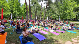 Denizlililer Çamlık Ormanı'nda yoga ile güne başladı