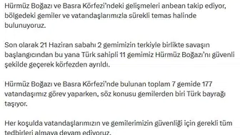Hürmüz Boğazı'nda Türk gemileri için güvenlik takibi sürüyor