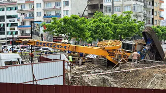 Ordu'da şantiye kazası trafiği kilitledi