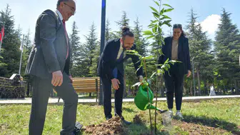 Bilecik’te öğrenciler kampüsü yeşillendirmek için fidan dikti